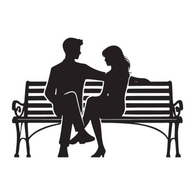 Park Bench 'te Romantik Çift Silueti Paylaşan Hassas Bir Anı