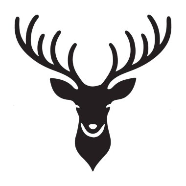 Görkemli Geyik Baş Boynuzluları Siluet Vektör Grafik Çizim Sanatı