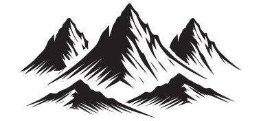 Vahşi doğa için Ayrıntılı Dağ Aralığı Silüet Vektör Grafiği