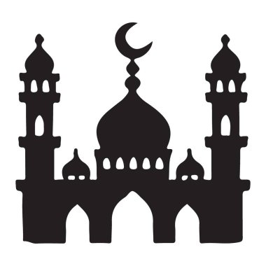 Cami silueti sanat tapınağı İslami kültür illüstrasyonu