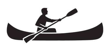 Basit grafiklerle kürek çeken adam kanosu