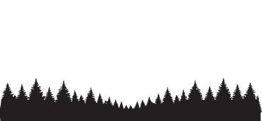Serene Ormanı Silüeti Görünümü Evergreen Ağaçlar Vektör Manzarası