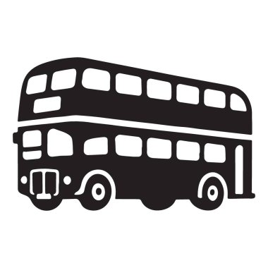 Çift Katlı Otobüs Silüeti Simge Vektör Taşıma Şablonu