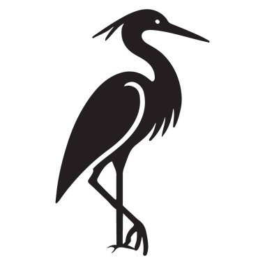 Minimalist Heron Vektör İllüstrasyonu Bir Simgesel Doğa Silüeti Sanatı