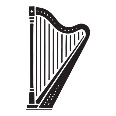 Müzikal Sanat ve Tasarım İçin Detaylı Harp Aracı Vektör Silüeti