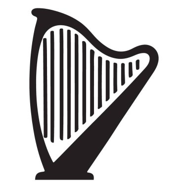 Minimalist Harp İllüstrasyon Zamansız Tasarım Bir İp Aracı Simgesi