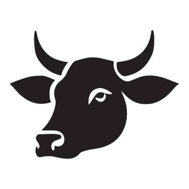 Siluet İnek Baş Vektörü A Çarpıcı Yan Profil Çizimi Tasarımı