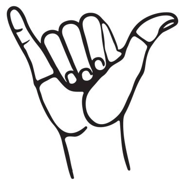 Vector Shaka İşareti Gevşek El Hareketi Hawaii Kültürü