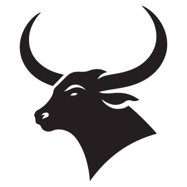 Siluet Boğa Başı ve Büyük Boynuz Profili Vektör Sanatı