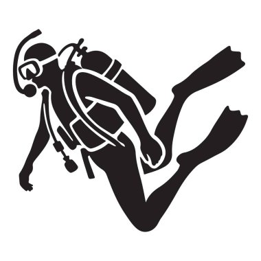 Scuba Dalgıcı Silueti Resimlendirme Vektörü Sualtı Etkinliği Motivasyonu