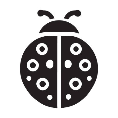 Basit Uğurböceği Vektör Çizimi Siyah ve Beyaz Nokta Tasarımı