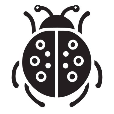 Uğurböceği Emekleme Çizimi Siyah ve Beyaz Leke Vektör Tasarımı