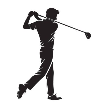 Siluet Profesyonel Golfçü Vuruş Kulübü Aksiyon Spor İllüstrasyonu