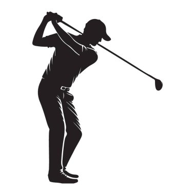 Swing Action Sports Graphic sırasında bir Golfçünün Silueti