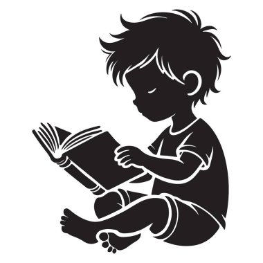 Okumaya dalmış Sevimli Genç Bir Çocuğun Silueti