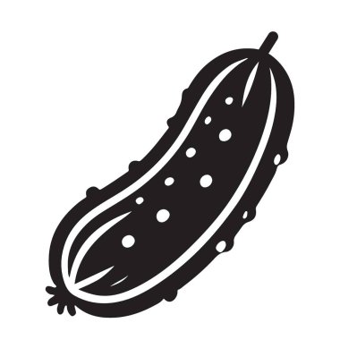 Turşulu Salatalık Vektörü Silueti İzole Sebze Sağlıklı Beslenme