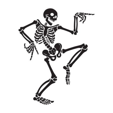 Dans Eden İskelet Siluet Vektör Sanatı Cadılar Bayramı için Eğlence Çizimi