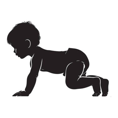 Bebek Emekleme Resimlerinin Silueti Büyüme ve Keşif Sembolü