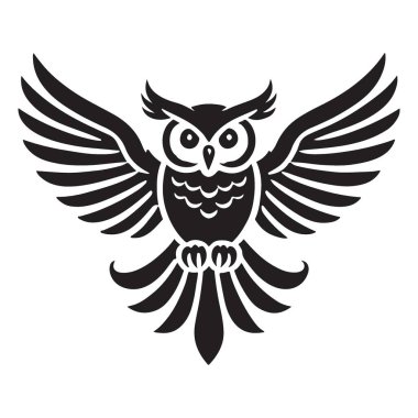 Açık Kanatlı Uçan Baykuş 'un Ayrıntılı Silüeti