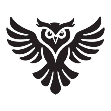 Siluet Zarif Baykuş Sanatı Açık Kanatlı Uçma Tasarımı