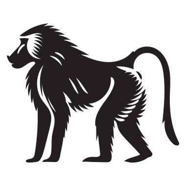 Ayrıntılı Babun Silueti Görüntü Vektör Sanat Primat Tasarımı