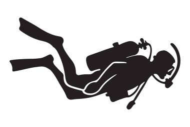 Detaylı Dalgıç Silueti Görüntü Vektörü Su Macerası