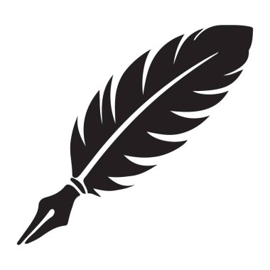 Zarif Kalem Yazma Aracı Siyah Siluet Çizim Tasarımı