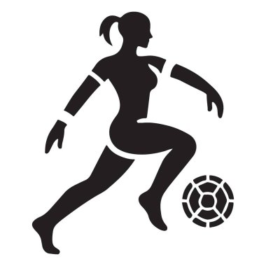 Siluet Kadın Spor Tasarımı İçin Futbol Vektörü İllüstrasyonu Oynuyor