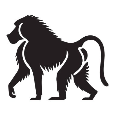 Yürüyen Babun Siluet Vektör Çizimi Vahşi Hayvan Tasarımı