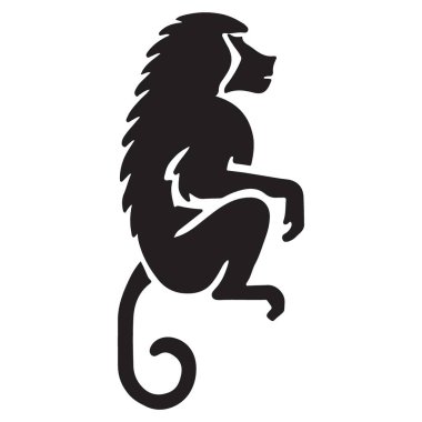 Maymun Silueti Oturan Primat Vektör Hayvan Çizimi Sanatı