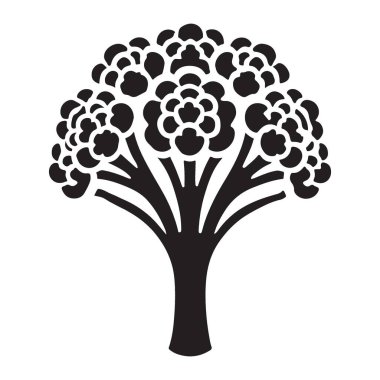 Siyah ve Beyaz Karnabahar Yaratıcı Tasarımlar için Siluet Vektör İllüzyonu