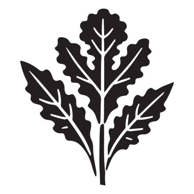 Taze Yeşil Hardal Yaprağı Siluet Vektör Sanat Tasarımı