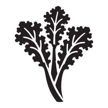 Mutfak Sanatları için Şekillendirilmiş Hardal Yeşilleri Siluet Çizim Vektörü