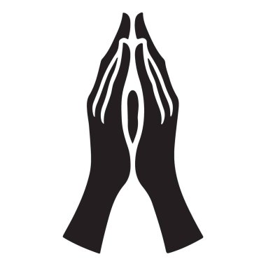 Dua Eden Eller İnanç ve Ruhanilik İçin Siluet Vektör İllüstrasyonu