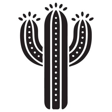 Ayrıntılı Kaktüs Silüeti Bir Çöl Bitkisinin Çizimi