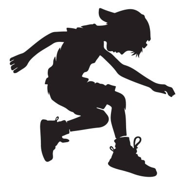 Siluet Cap Boy Yüksek Vektör Görüntü Enerjisi Hareketi