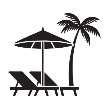 Plaj Cenneti Tatili Sandalyeler ve Palm Silueti ile Rahatlatıcı Sahne