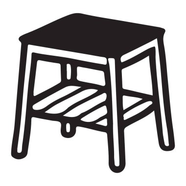 Ev Kullanımı İçin Küçük Kare Tahta Basamaklı Tabure Silüeti