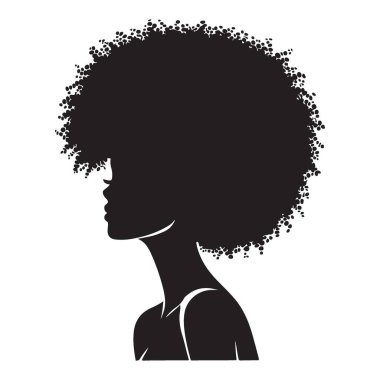 Siyah Afro Siluet Kadın Profili Doğal Saç Tarzı Güçlendirme Tasarımı