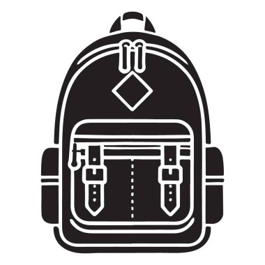 Modern Sırt Çantası Silueti Vektör Seyahat Çantası Okul Esasları