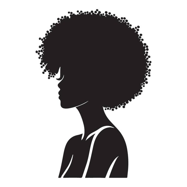 Stylish Black Afro Silhouette Elegant Woman Profile Design Vector