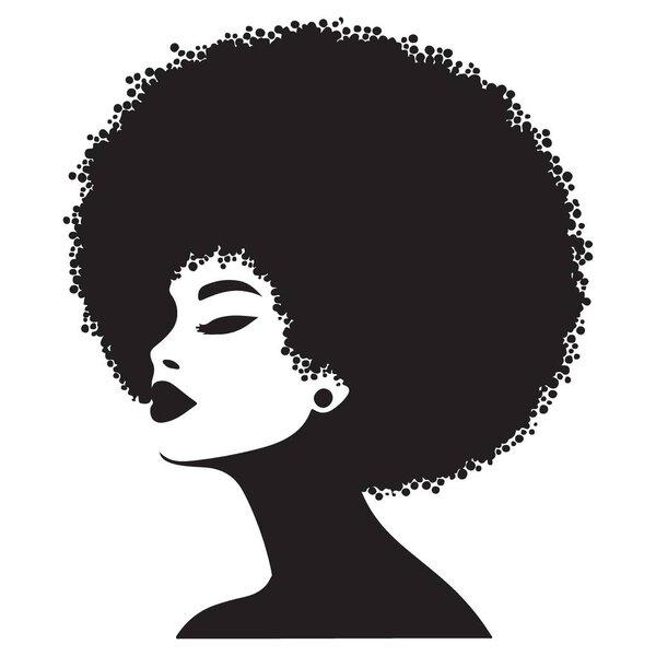Glamorous Black Woman Afro Silhouette Stylish Eye Design Vector