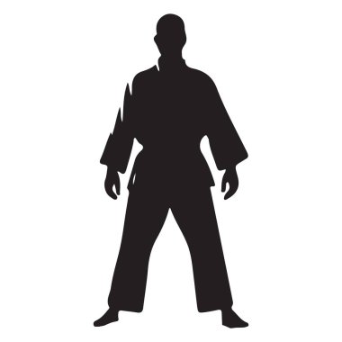 Siluet Ayakta Karate Uygulaması Basit Konum Çizimi