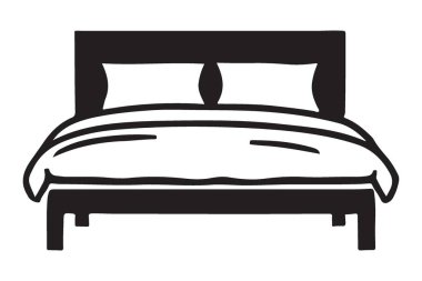 Yatak odası mobilyası dekorasyonu için rahat yatak vektörü çizimi