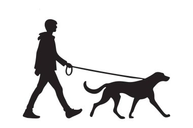 Köpek gezdirici siluet vektör illüstrasyonu Hayvan Sahibi Egzersizi Tasarımı