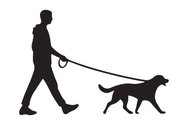Leash Grafik Elementi Üzerine Yürüyen Köpeğin Silueti