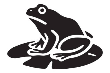 Lily Pad Çizimi Üzerine Zarif Kurbağa Silüeti Vektör Sanatı