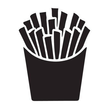 Lezzetli Fransız Kızartması Gıda Projeleri için Siluet Vektör Simgesi