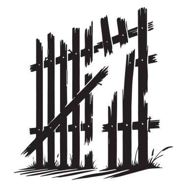 Harcanmış Eski Ahşap Çit Resimli Tasarımlar için Vektör ResmiName