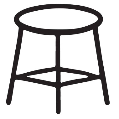 Gölgeleri Olmayan Basit Üç Ayaklı Tabure Çizimi